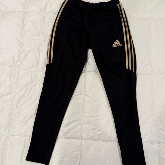 Adidas Men’s Black Joggers with Gold Stripes - Picture 1 of 4